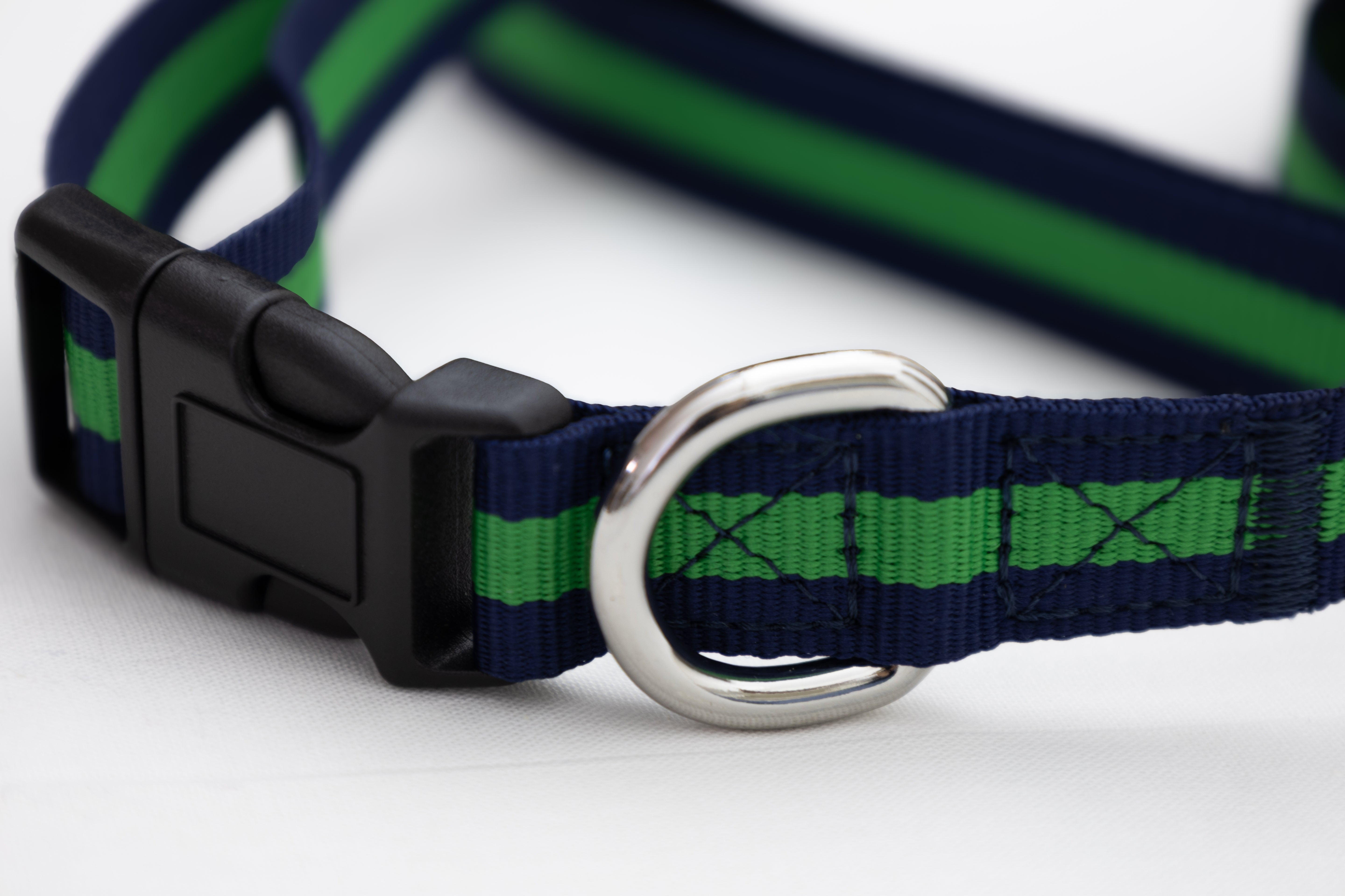 Collier et laisse Vert et Bleu marine