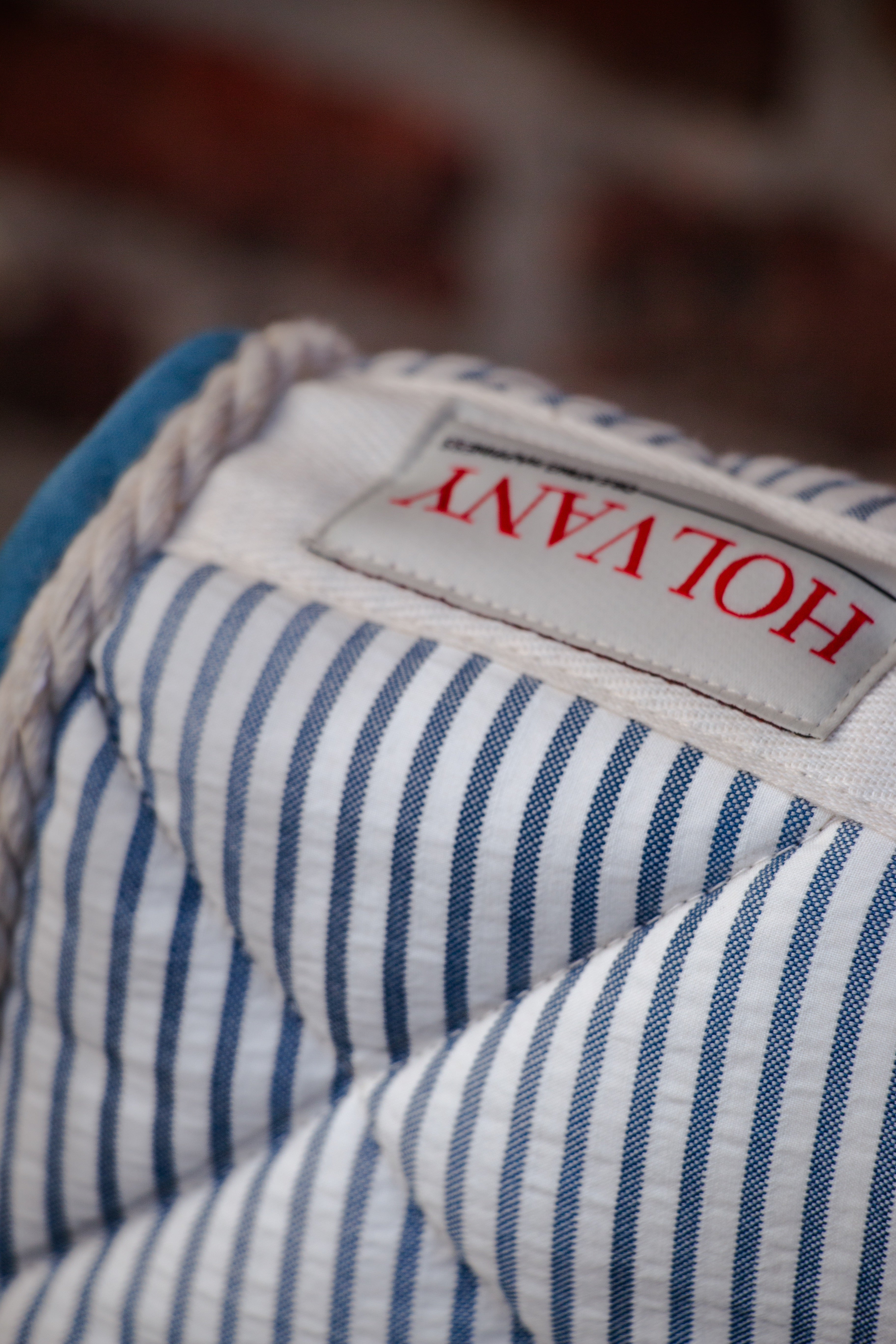 Blue striped dressage saddle pad