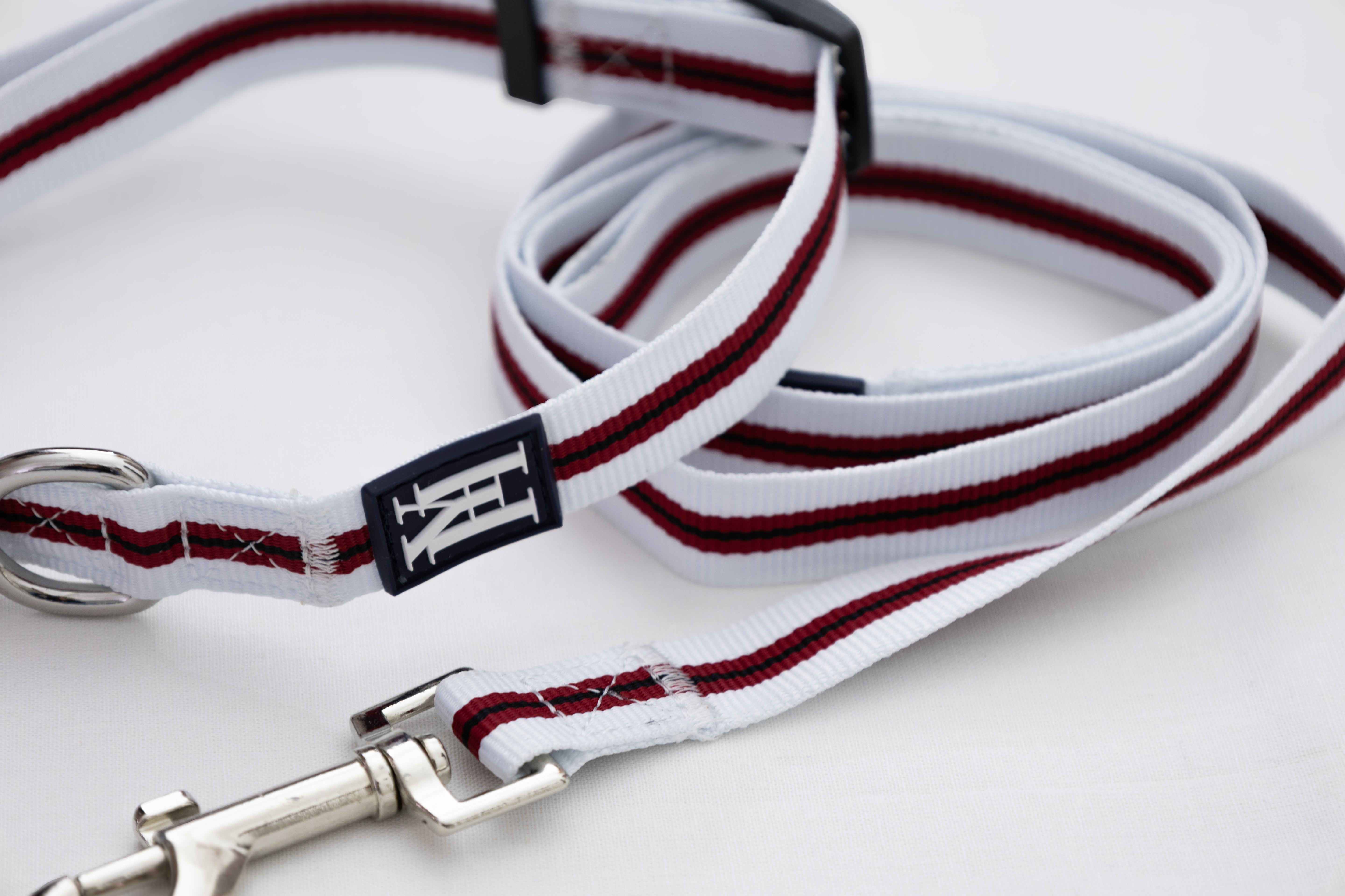 Collier et laisse rouge et blanc