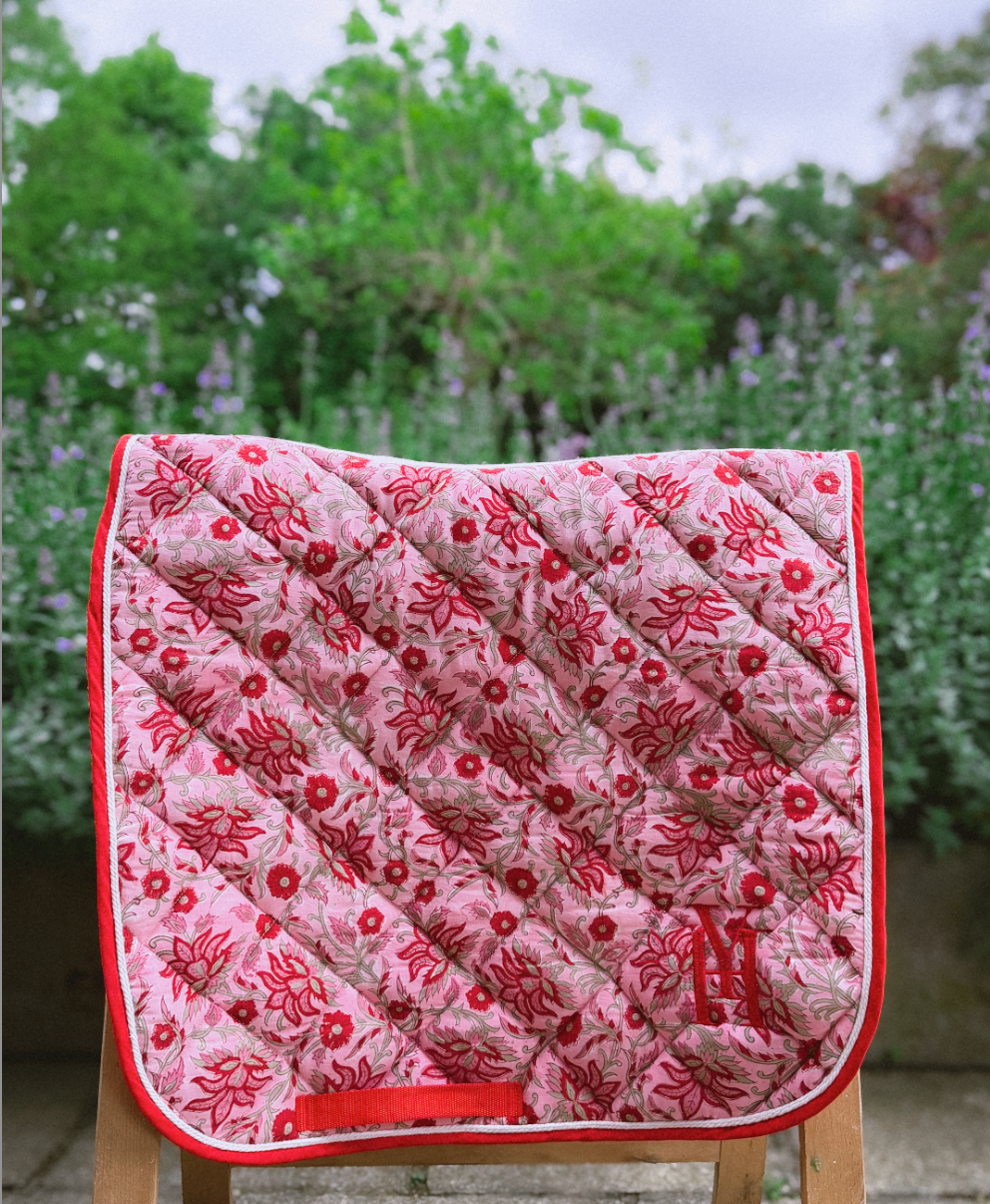 Pink and Red Flower Saddle Pad 1
