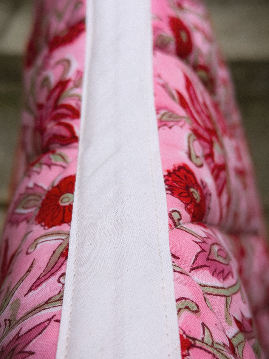 Tapis de selle fleurs rose et rouge 1