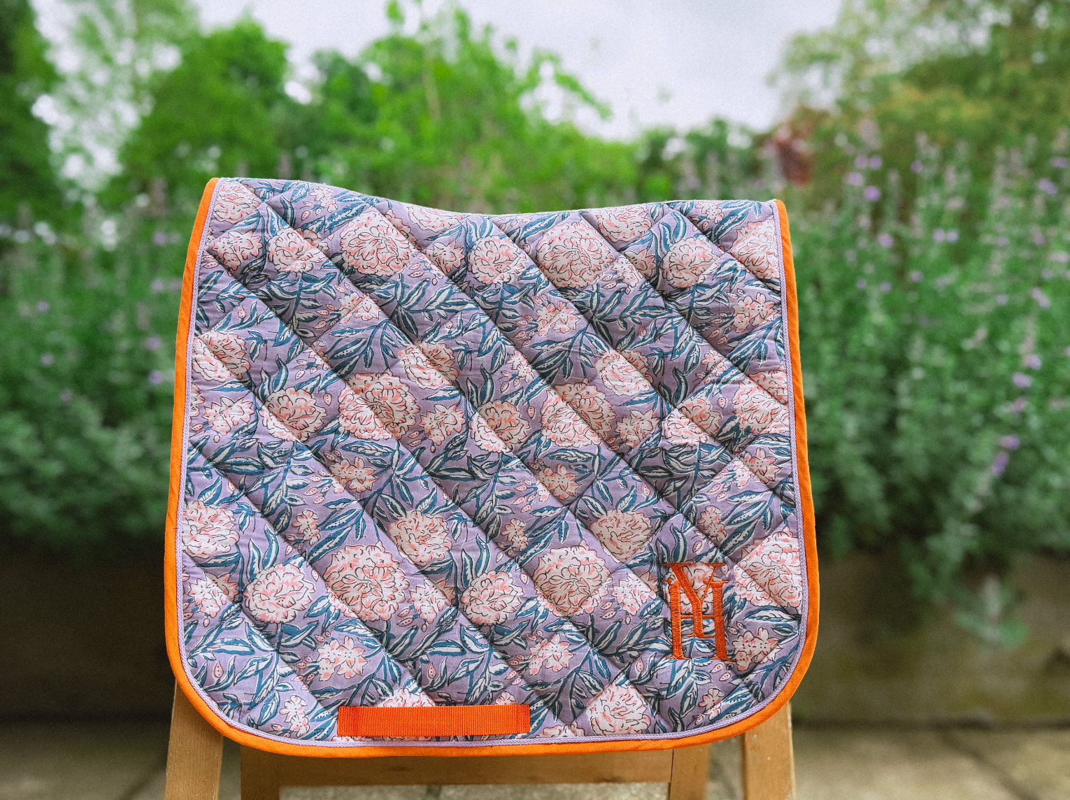 Lilac and orange saddle pad 2
