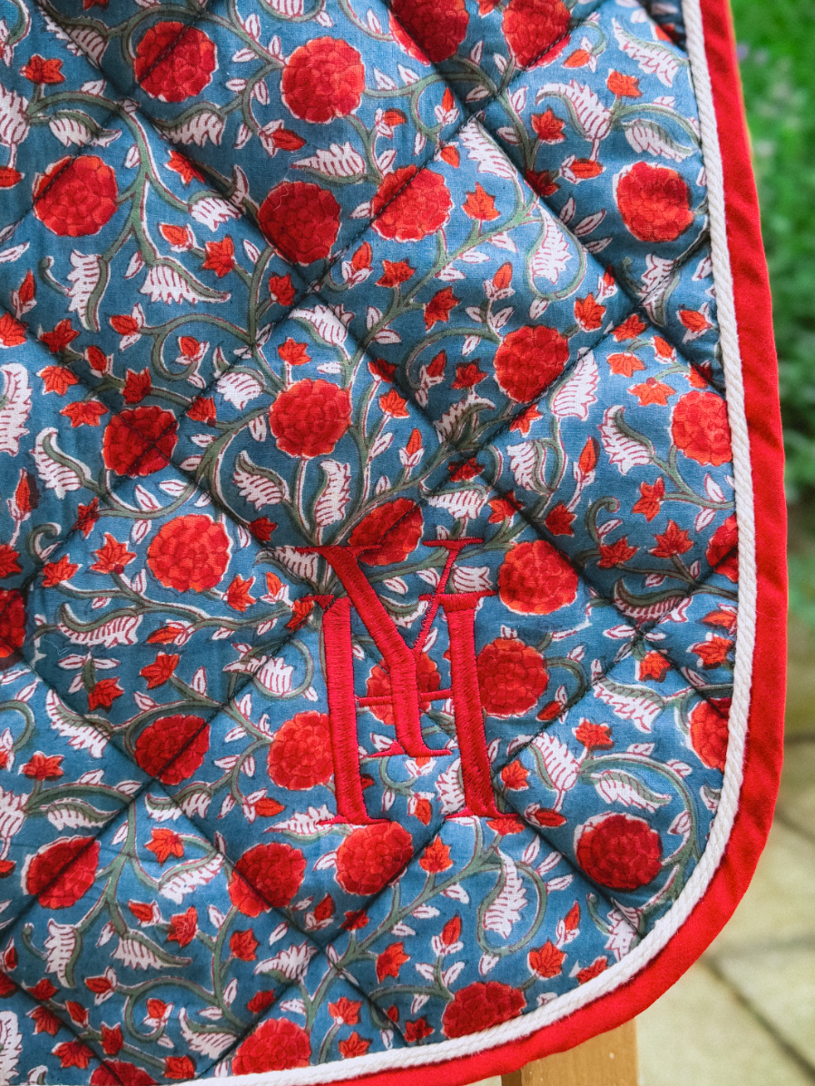 Red and blue saddle pad 6