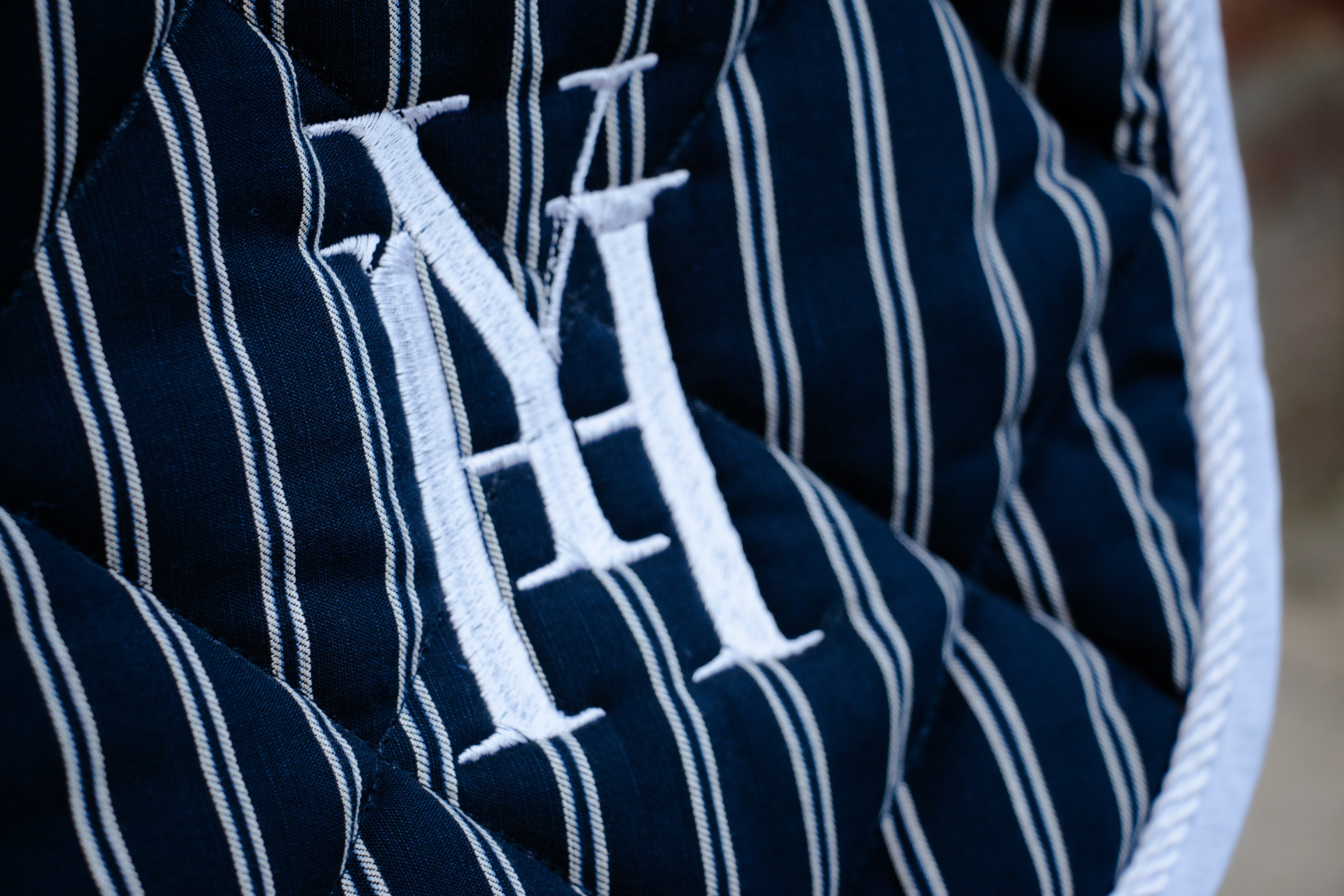 Tapis rayé marine dressage