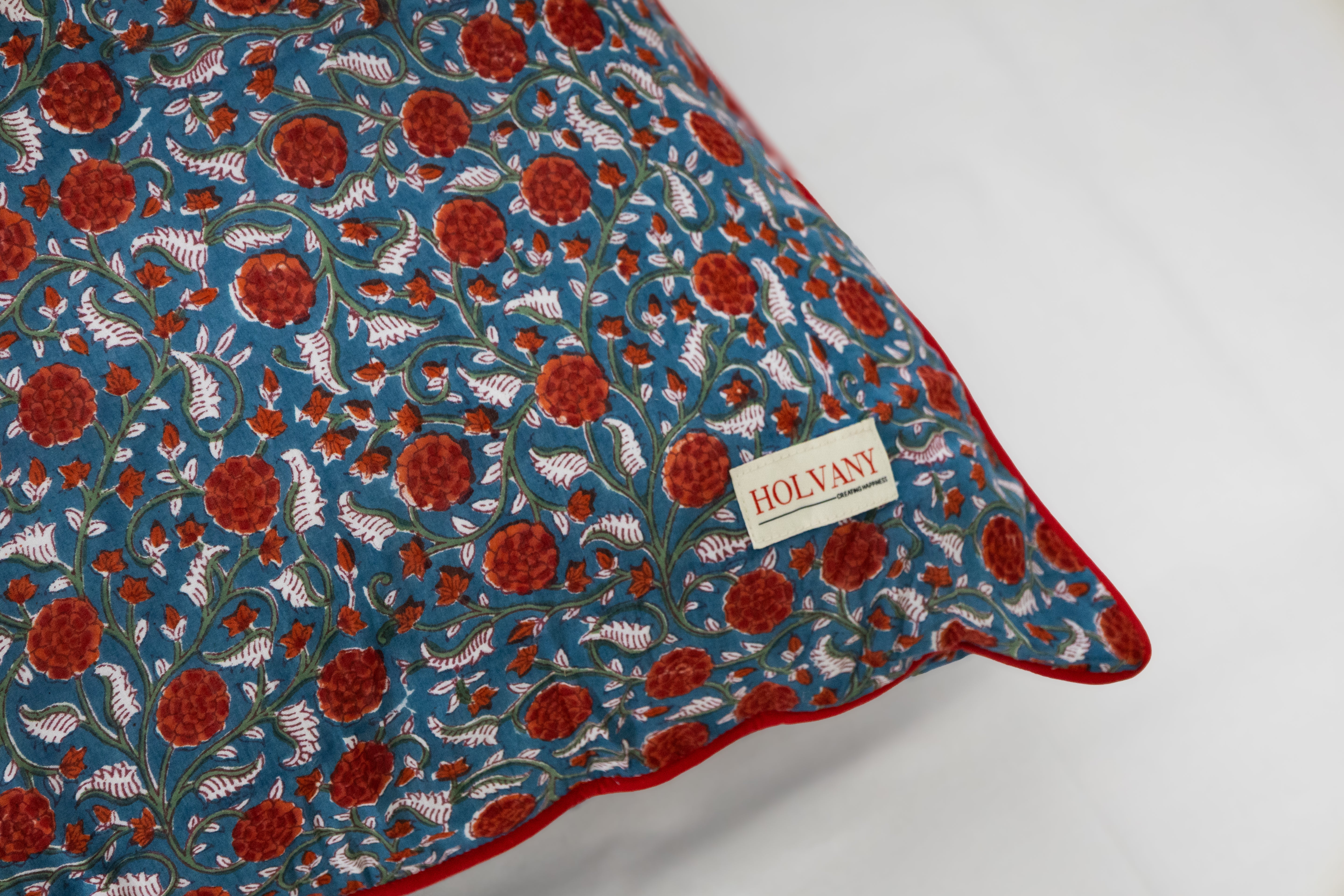 Coussin rouge et bleu 6
