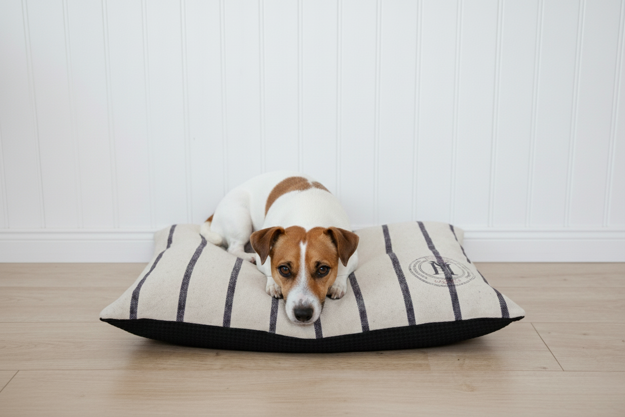 Black stripped dog bed 